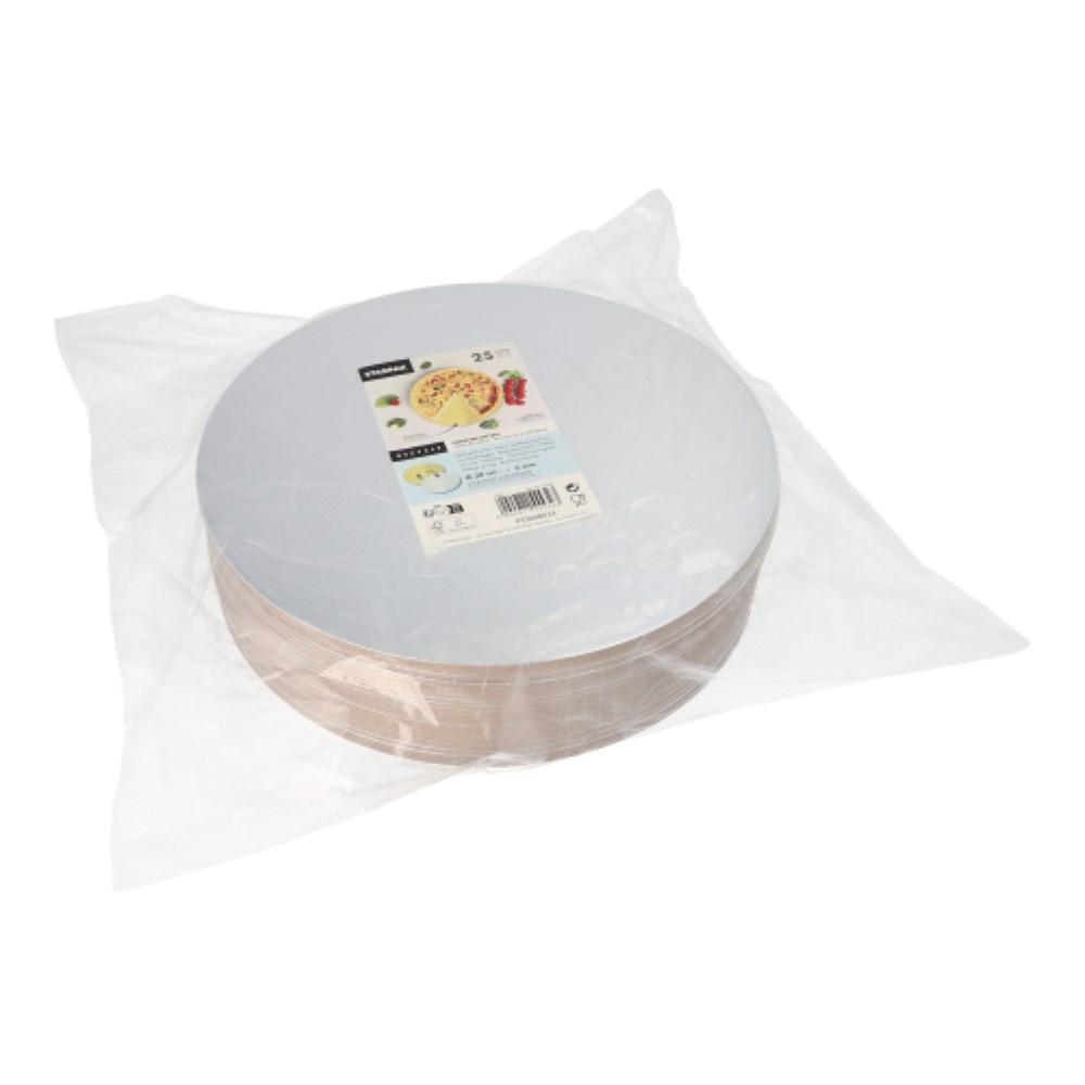 25 Tortenplatten rund Ø 30 cm · 0,3 cm gold/silber