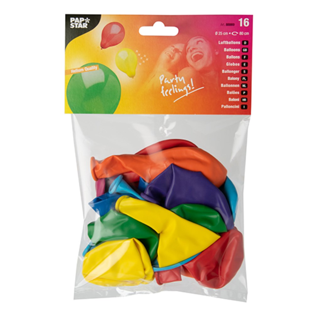 16 Luftballons Ø 25 cm farbig sortiert
