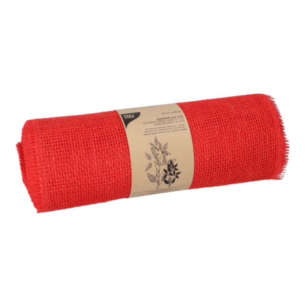 Dekoband Jute 10 m x 30 cm rot