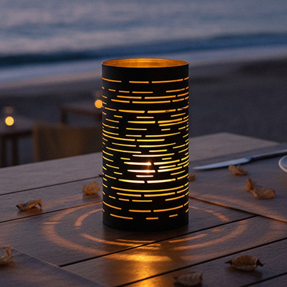 4 Kerzenhalter Ø 8 cm · 15 cm schwarz/gold "Corsica"