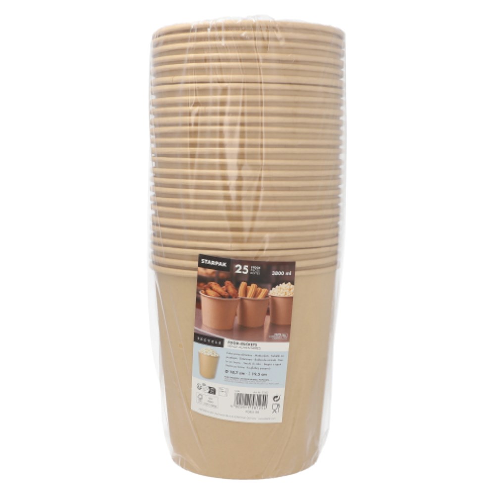 25 Food-Buckets 3800 ml Ø 18,7 cm · 19,5 cm braun