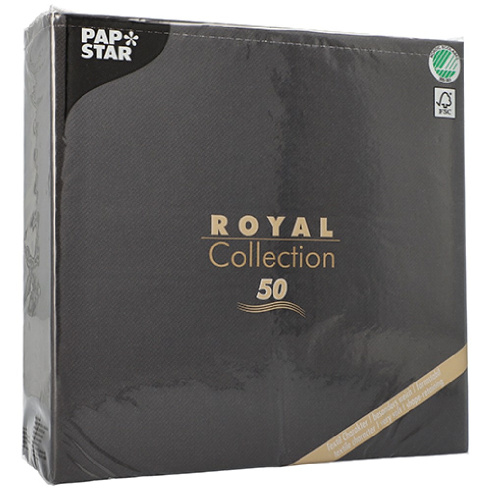 50 Servietten "ROYAL Collection" 1/4-Falz 48 cm x 48 cm schwarz