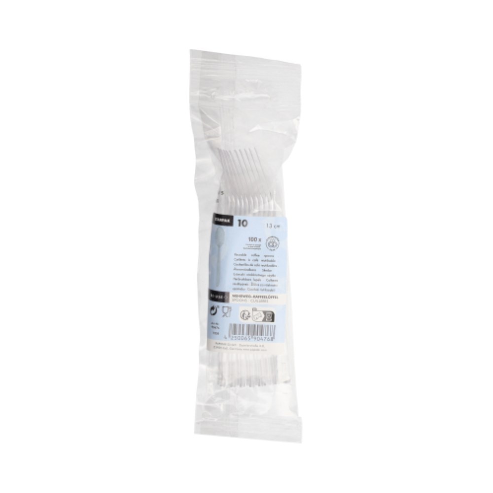 10 Mehrweg-Kaffeelöffel 13 cm transparent