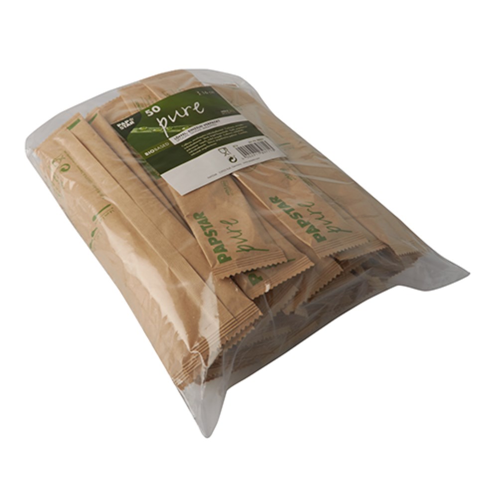 50 Löffel, Holz "pure" 16 cm einzeln verpackt in Papierbeutel