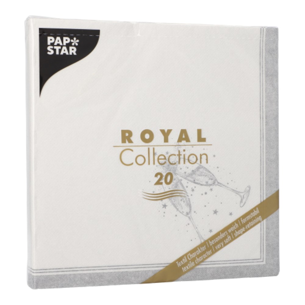 20 Servietten "ROYAL Collection" 1/4-Falz 40 cm x 40 cm silber "Festivities"