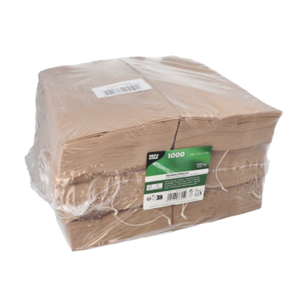 1000 Papierfaltenbeutel gefädelt Kraftpapier 28 cm x 13 cm x 7 cm braun Füllinhalt 1,5 kg