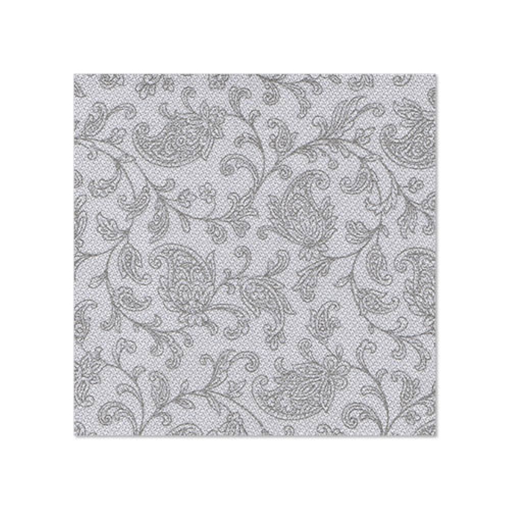 20 Servietten "ROYAL Collection" 1/4-Falz 25 cm x 25 cm grau "Ornaments"