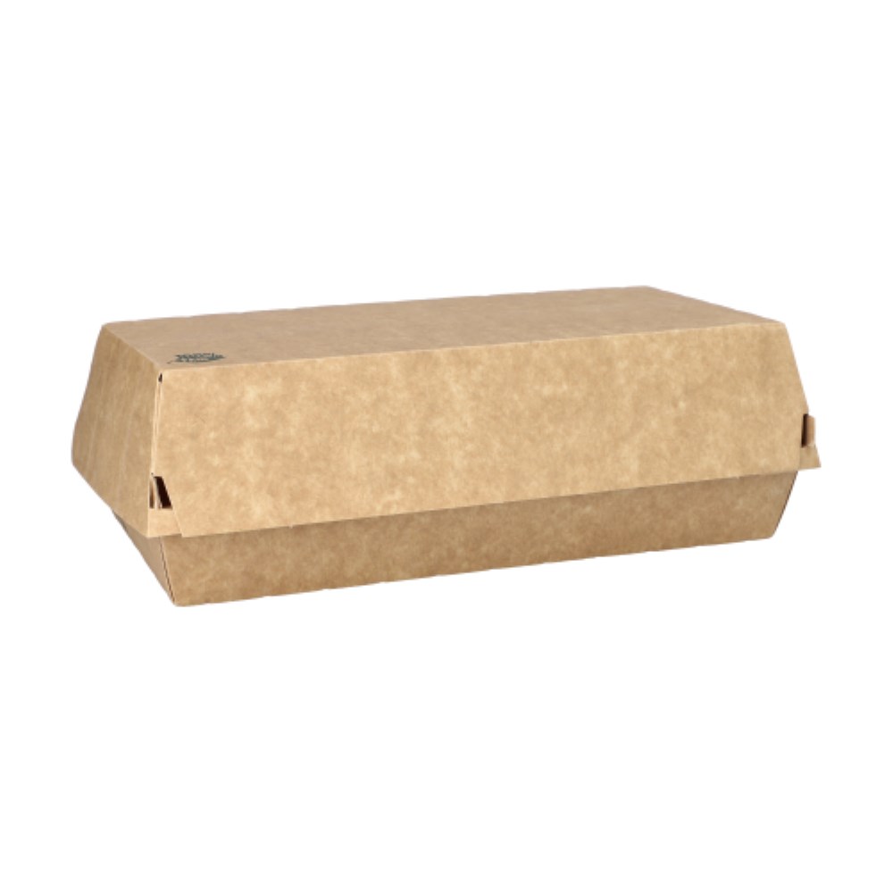 25 Baguetteboxen, Pappe "pure" 7,5 cm x 10,7 cm x 22 cm braun "100% Fair" groß