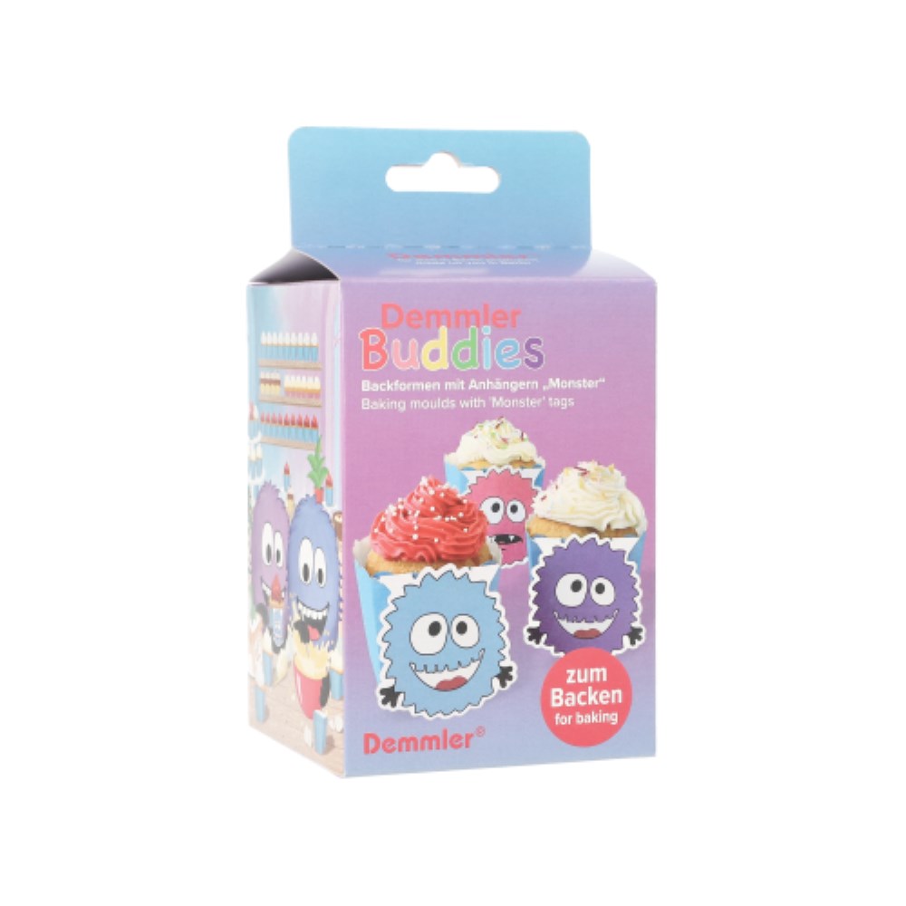 6 Backförmchen "Buddies" 6 cm x 5 cm x 5 cm "Monster"