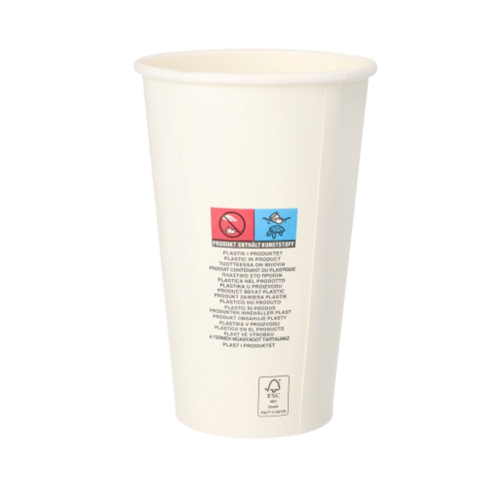 50 Trinkbecher, Pappe "To Go" 0,4 l Ø 9 cm · 13,9 cm weiss