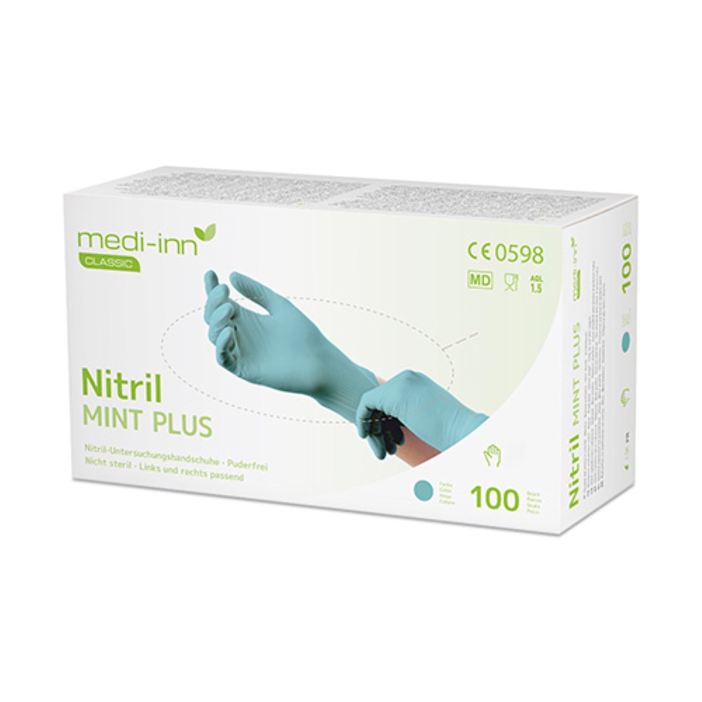 100 "Medi-Inn Classic" Handschuhe, Nitril puderfrei mint "Mint Plus" Größe: XL