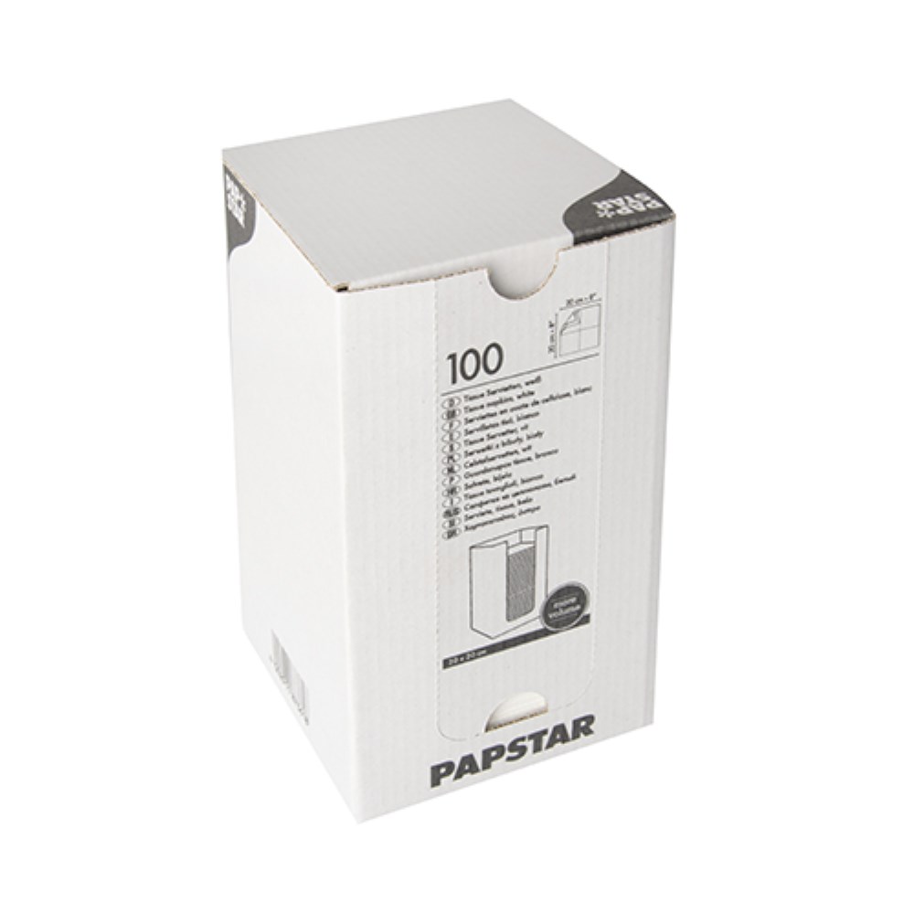 100 Servietten, 2-lagig "PUNTO" 1/4-Falz 20 cm x 20 cm weiss in Spenderbox