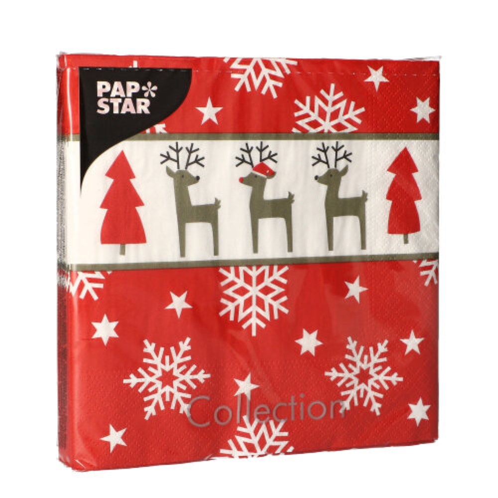 20 Servietten, 3-lagig 1/4-Falz 33 cm x 33 cm "Rudi"