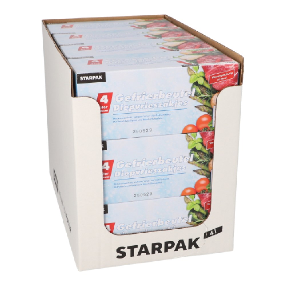 60 Gefrierbeutel, LLDPE 4 l 40 cm x 25 cm transparent in Faltschachtel
