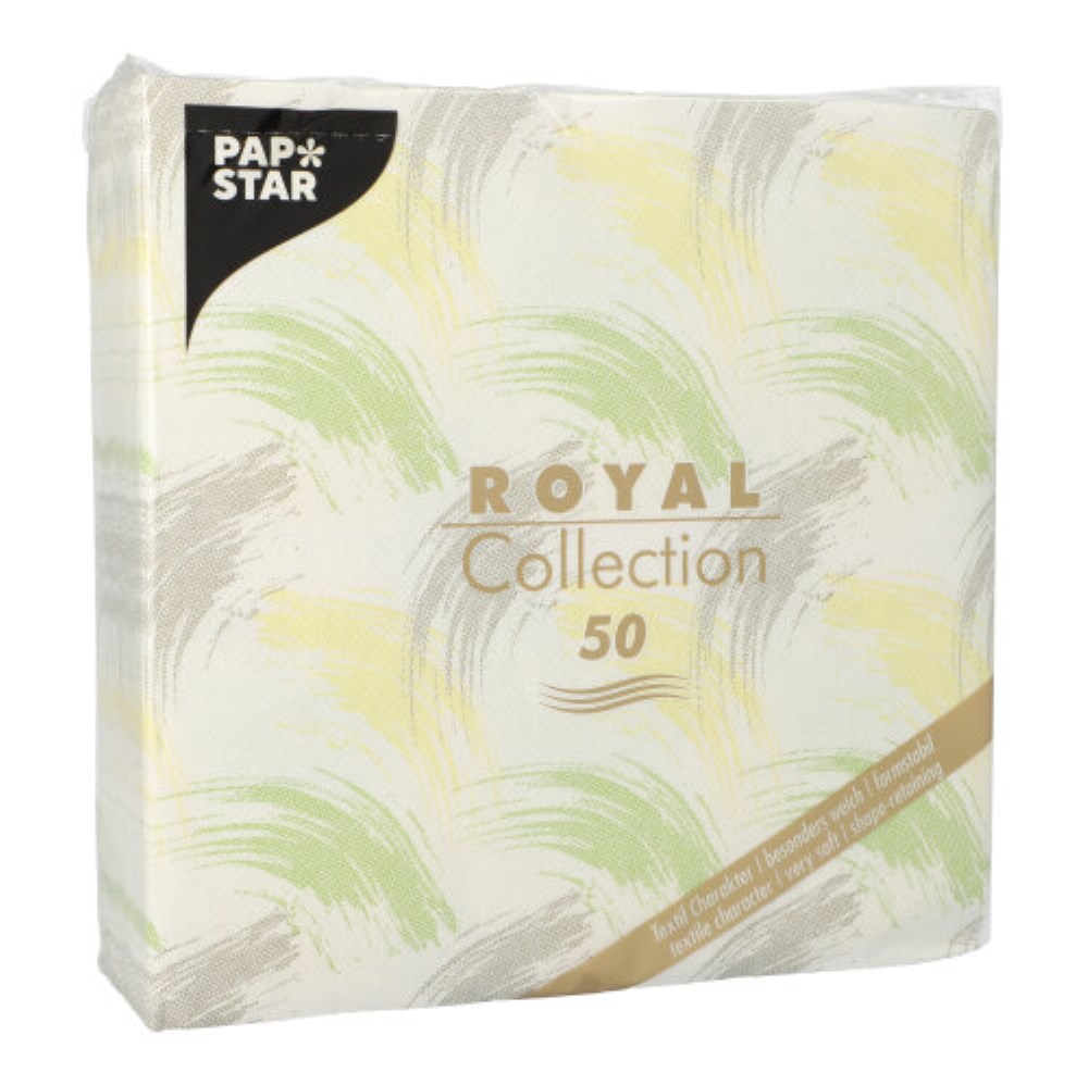 50 Servietten "ROYAL Collection" 1/4-Falz 40 cm x 40 cm limonengrün "Brushstroke"