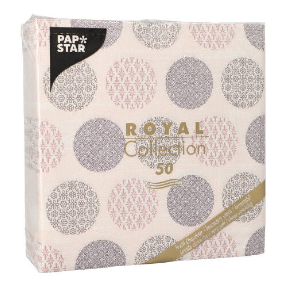 50 Servietten "ROYAL Collection" 1/4-Falz 40 cm x 40 cm rosa "Rococo"