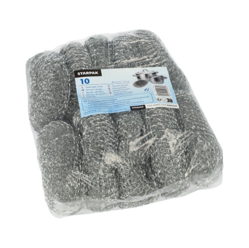 10 Topfreiniger, Draht rund Ø 12 cm · 3 cm silber , kratzend
