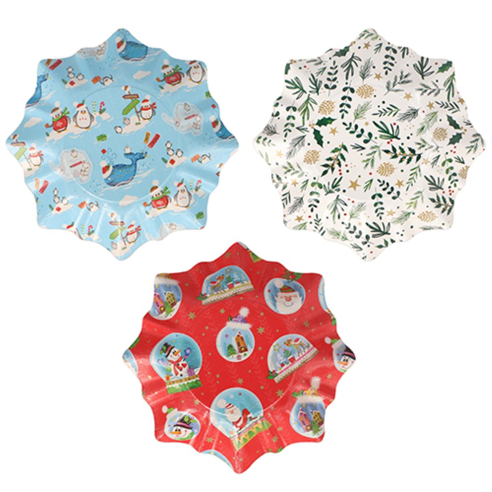 2 Präsentierschalen-Weihnachten Ø 28 cm "verschiedene Weihnachtsdekore" Stern