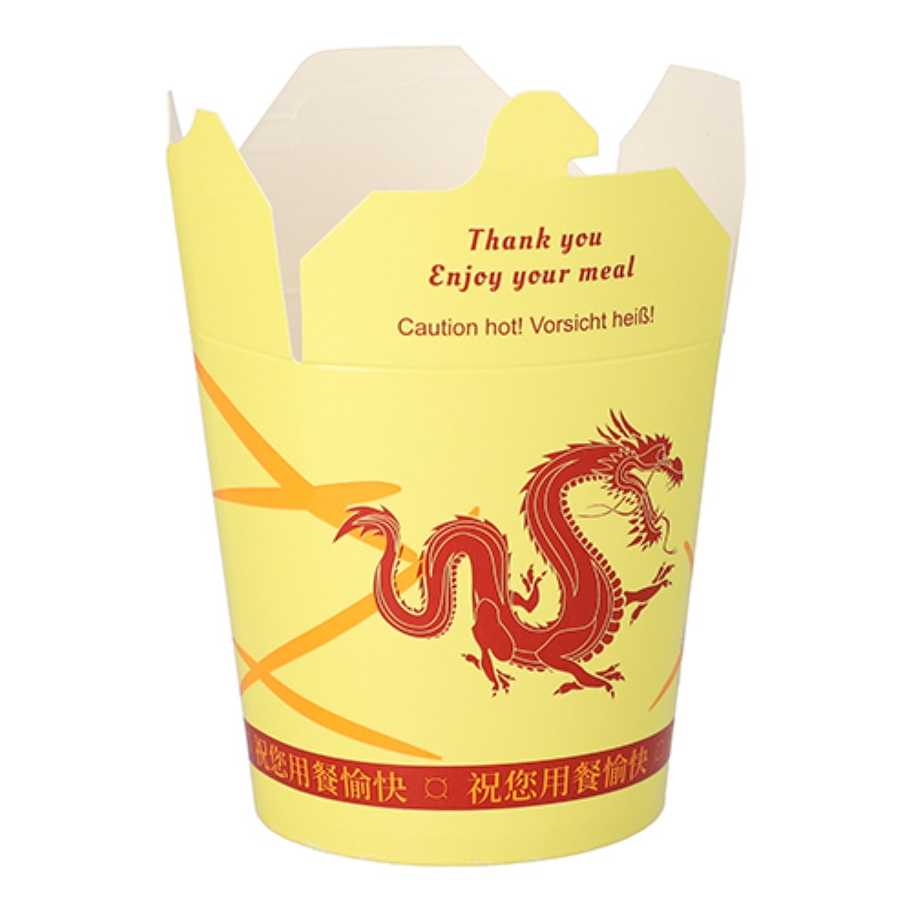 50 Snackboxen "ASIA" rund 550 ml 9,7 cm x 8,6 cm x 7,4 cm "Dragon"