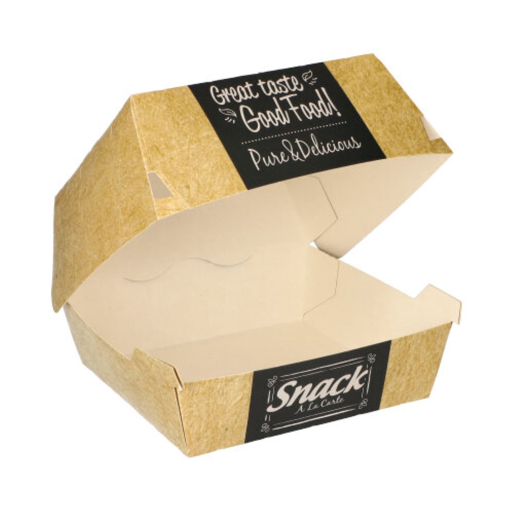 50 Burgerboxen, Pappe "pure" 7,8 cm x 11,5 cm x 11 cm "Good Food" groß