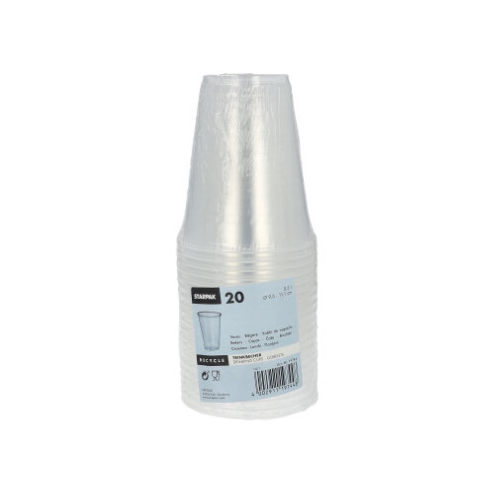 20 Trinkbecher, PP 0,3 l Ø 9,5 cm · 11,1 cm transparent mit Schaumrand