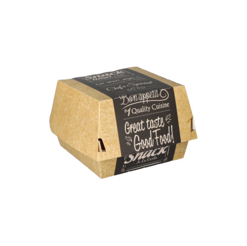 50 Burgerboxen, Pappe "pure" 7 cm x 9 cm x 9 cm "Good Food" klein