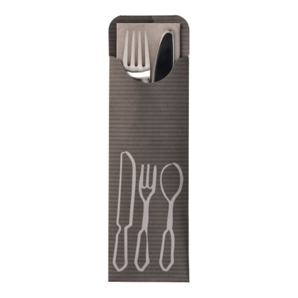100 Bestecktaschen 23,5 cm x 7,3 cm anthrazit inkl. farbiger Serviette