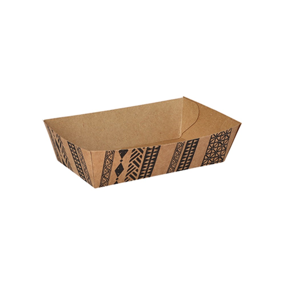 400 Snacktrays, Pappe 3,5 cm x 7 cm x 12 cm braun "Maori" mittel