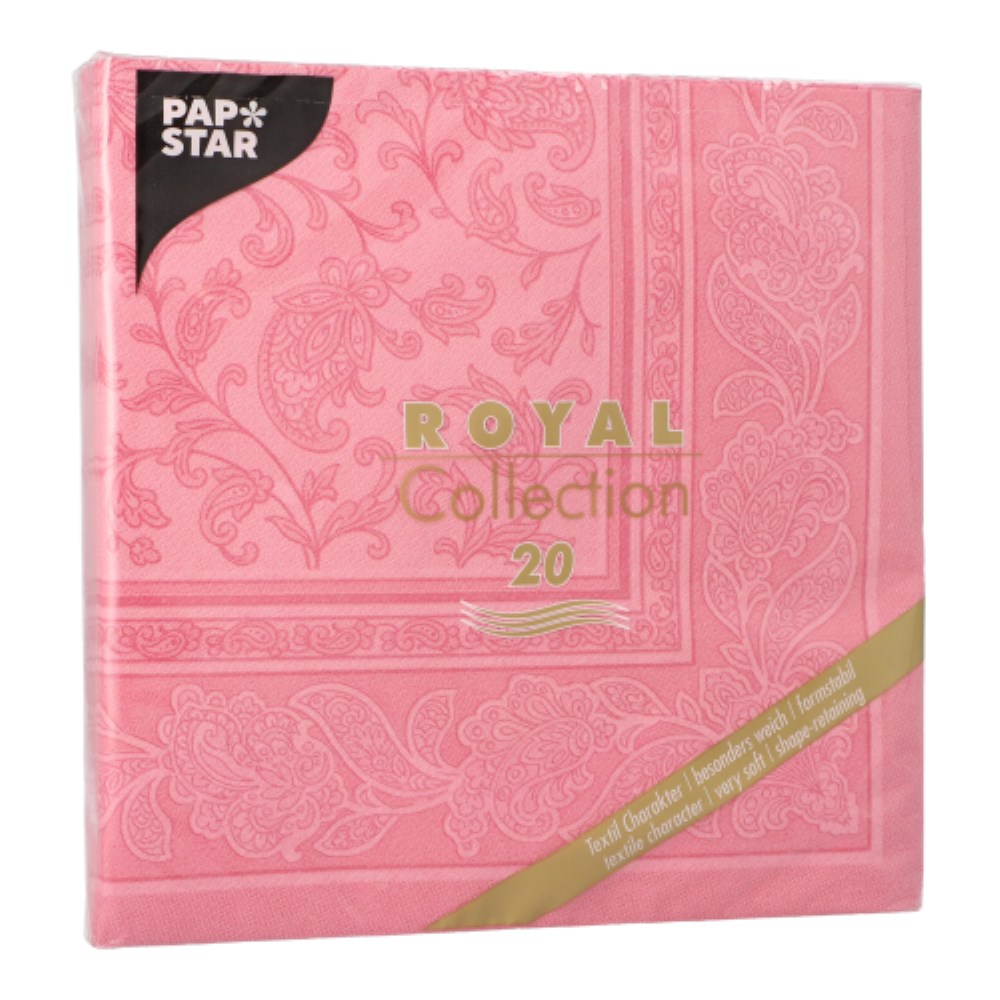 20 Servietten "ROYAL Collection" 1/4-Falz 40 cm x 40 cm rosa "Ornaments"