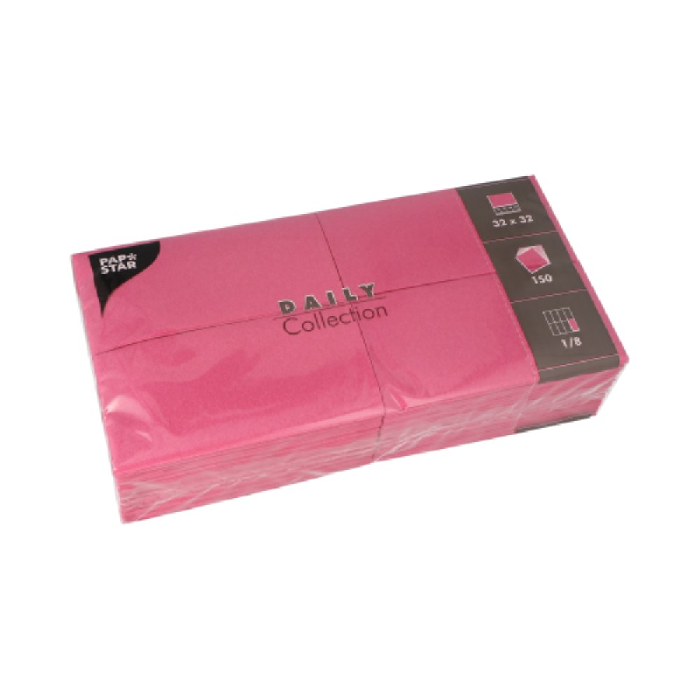 150 Servietten "DAILY Collection" 1/8-Falz 32 cm x 32 cm fuchsia