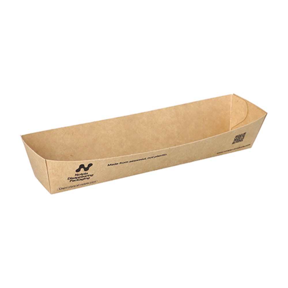 160 Snacktrays, Pappe "NOTPLA" 3,5 cm x 3,3 cm x 18,5 cm braun 160 Snacktrays, Pappe "NOTPLA" 3,5 cm x 3,3 cm x 18,5 cm braun