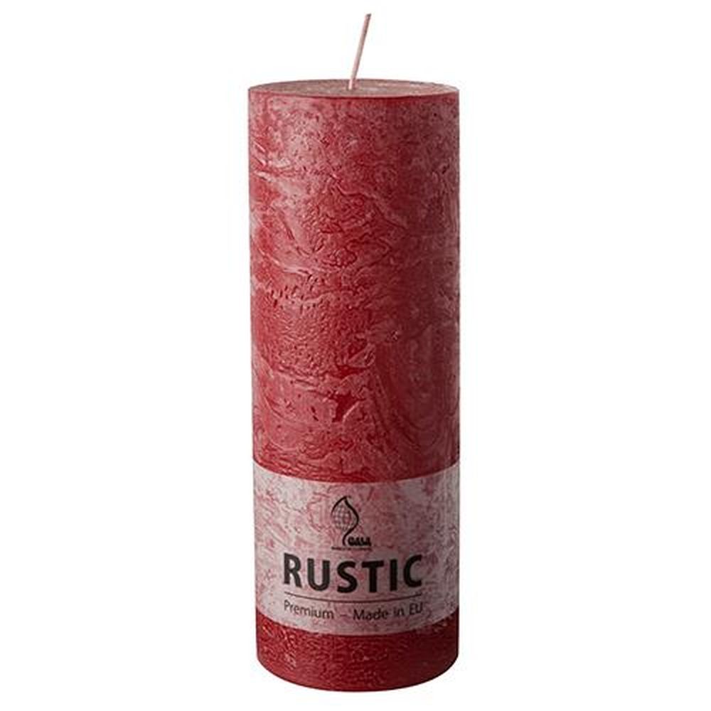 Zylinderkerze Ø 68 mm · 190 mm bordeaux "Rustic" durchgefärbt