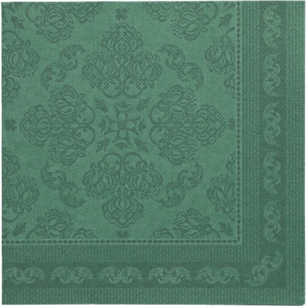 50 Servietten "ROYAL Collection" 1/4-Falz 40 cm x 40 cm dunkelgrün "Arabesque"