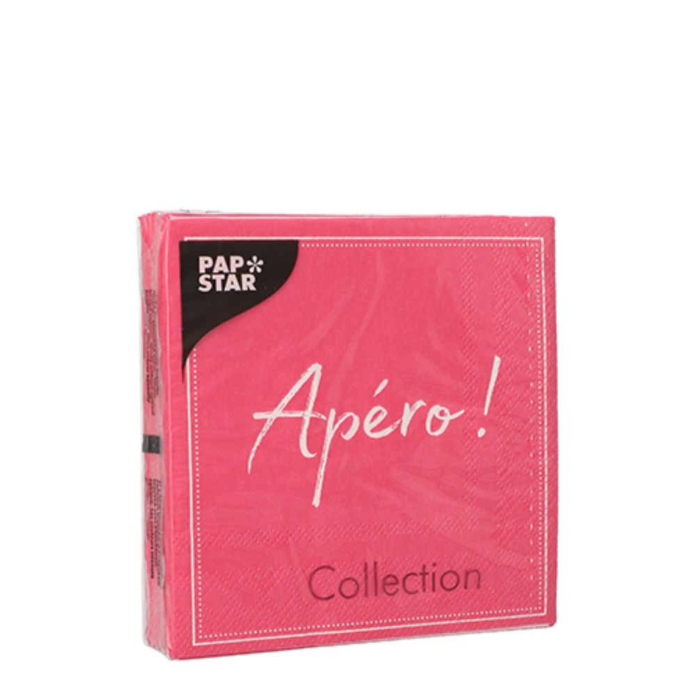20 Servietten, 3-lagig 1/4-Falz 25 cm x 25 cm fuchsia "Apero"