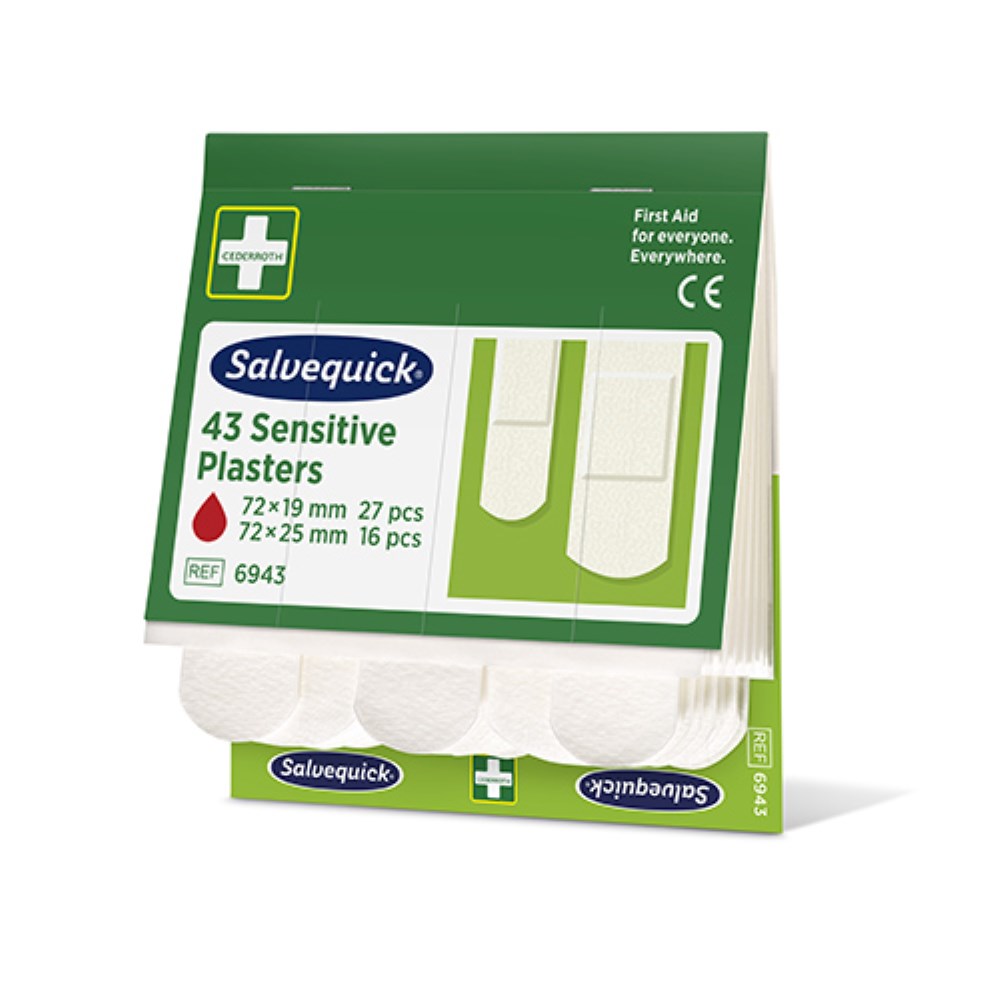 6 Set "Cederroth" Salvequick Sensitive Pflaster (43 Stück) weiss , Refill