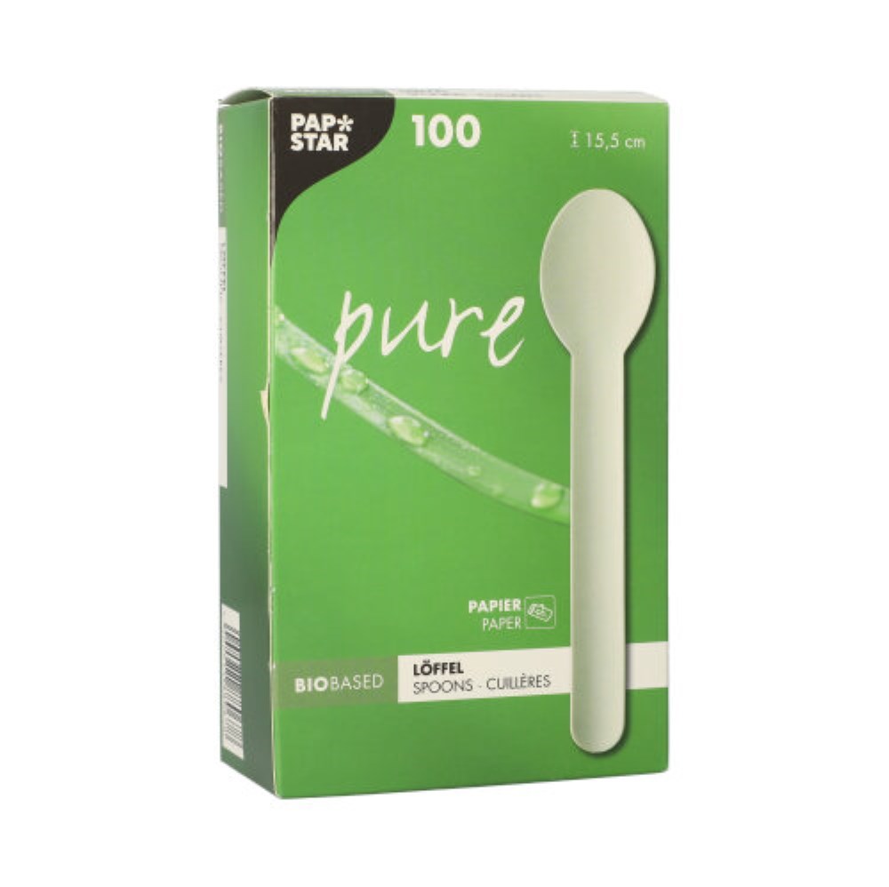 100 Löffel, Papier "pure" 15,8 cm weiss