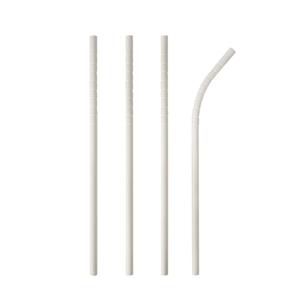 100 Trinkhalme Papier "pure" Ø 6 mm · 20 cm weiss flexibel