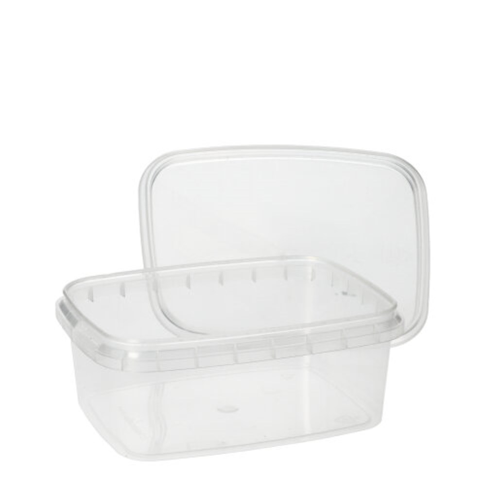 50 Feinkostbecher, PP eckig 250 ml 4 cm x 8,6 cm x 10,9 cm transparent mit Originalitätsverschluss 50 Feinkostbecher, PP eckig 250 ml 4 cm x 8,6 cm x 10,9 cm transparent mit Originalitätsverschluss