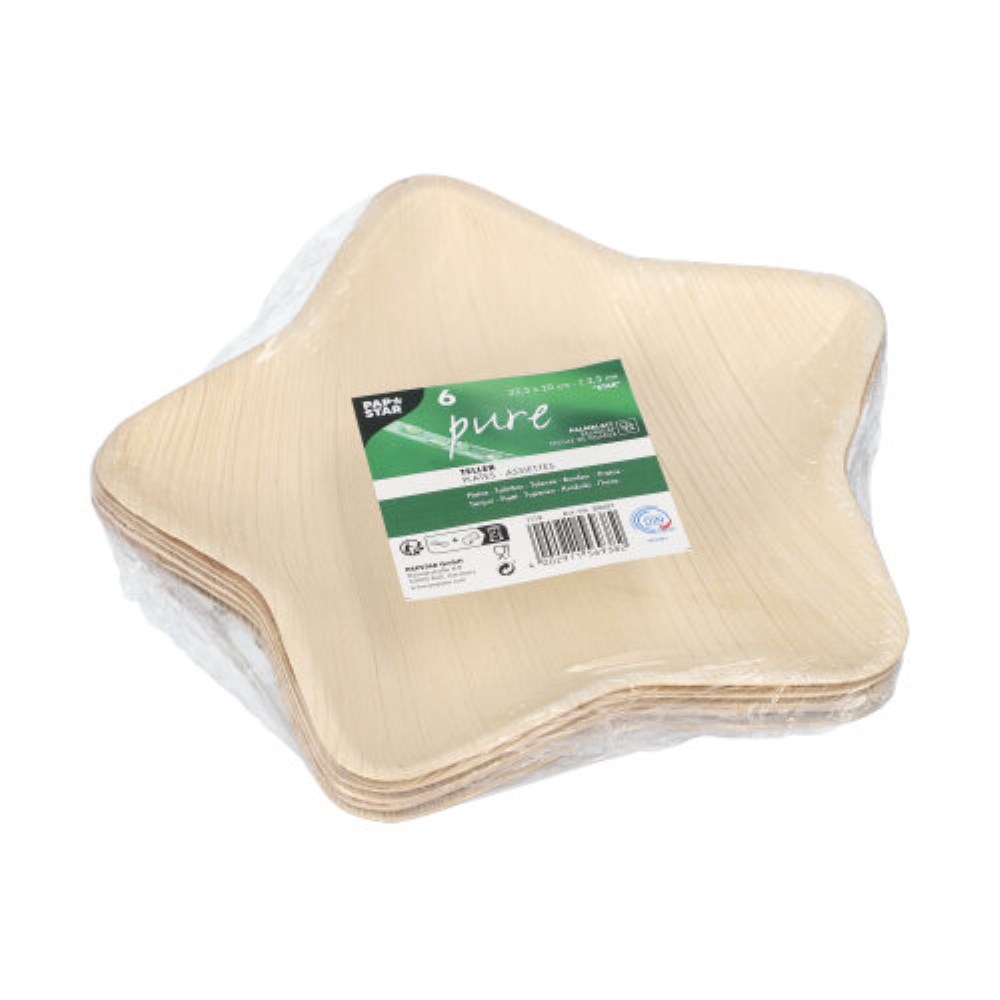 6 Teller, Palmblatt "pure" 2,3 cm x 22,3 cm x 20 cm Stern