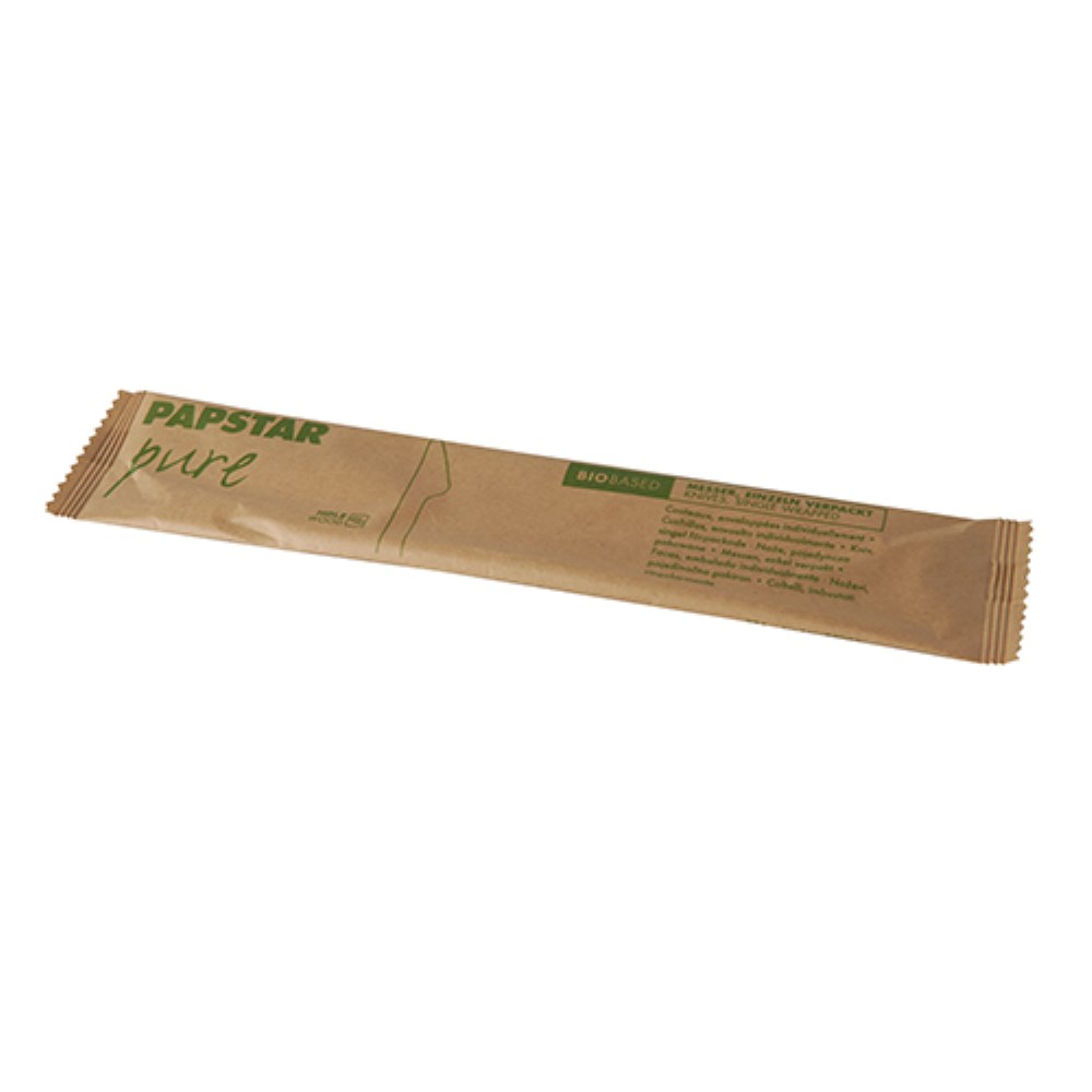 50 Messer, Holz "pure" 16,5 cm einzeln verpackt in Papierbeutel