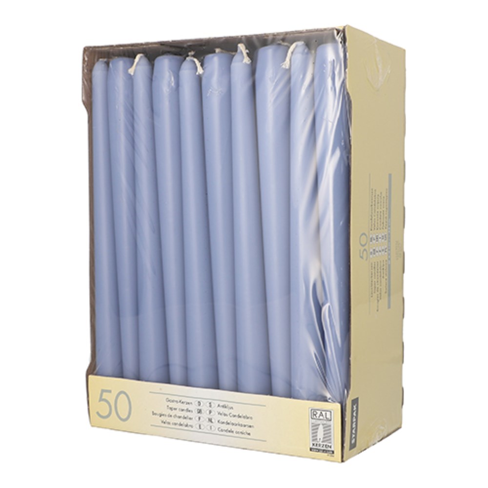 50 Leuchterkerzen Ø 2,2 cm · 25 cm soda blau