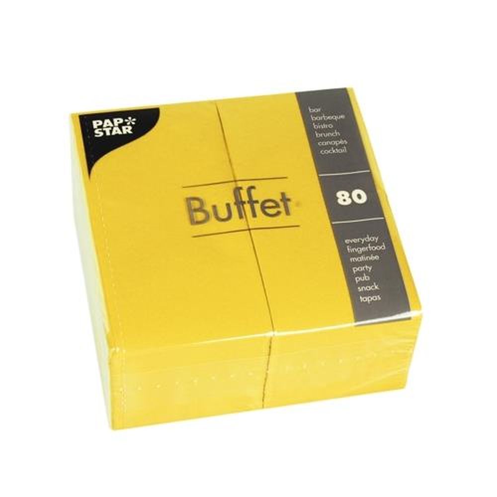 80 Servietten, 2-lagig 1/8-Falz 33 cm x 33 cm gelb