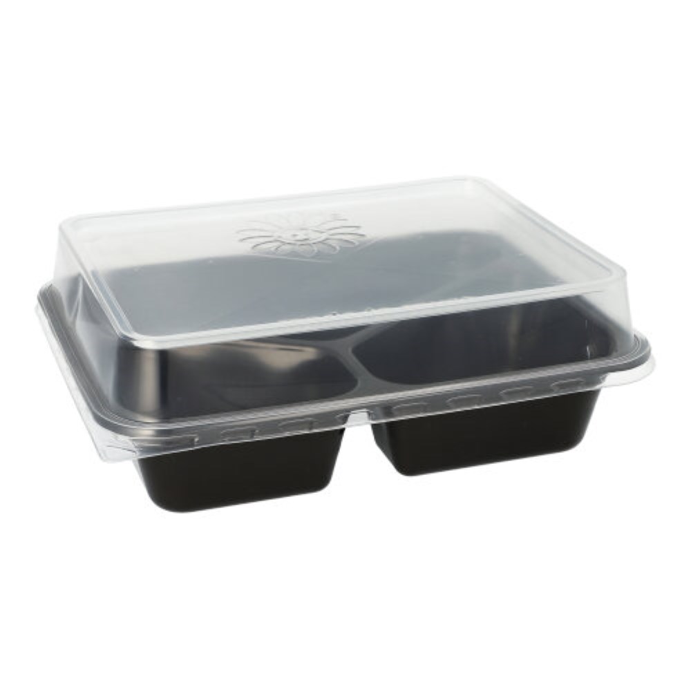20 Mehrweg-Menüschalen PP 3-geteilt 4,5 cm x 22,7 cm x 17,8 cm schwarz