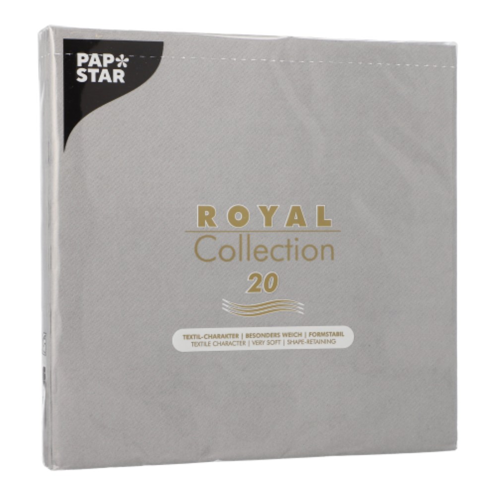 20 Servietten "ROYAL Collection" 1/4-Falz 40 cm x 40 cm steingrau