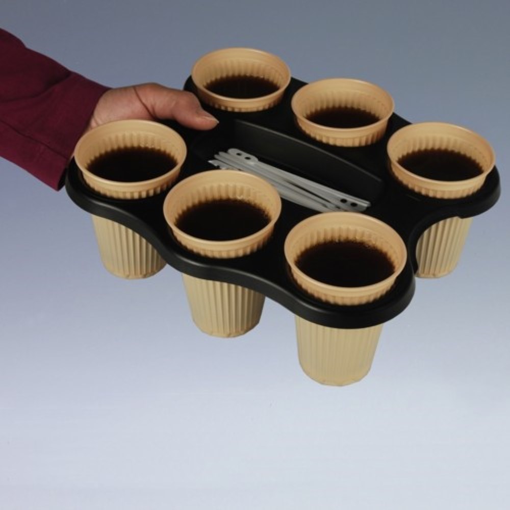 3 Becher-Trays, PS 22,4 cm x 24,4 cm x 2,4 cm schwarz für 6 Becher