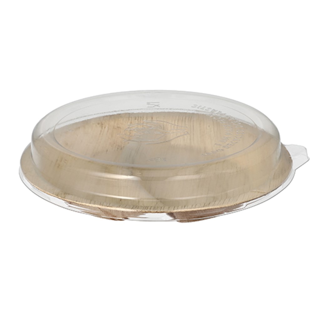 10 Teller, Palmblatt 2-geteilt 300 ml Ø 23 cm · 5,3 cm mit rPET Deckel "Kombipack" 10 Teller, Palmblatt 2-geteilt 300 ml Ø 23 cm · 5,3 cm mit rPET Deckel "Kombipack"