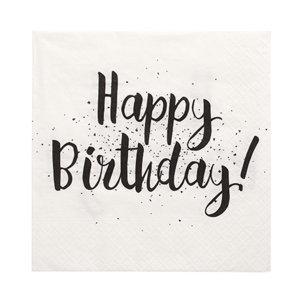 30 Servietten, 3-lagig 1/4-Falz 33 cm x 33 cm "Happy Birthday"