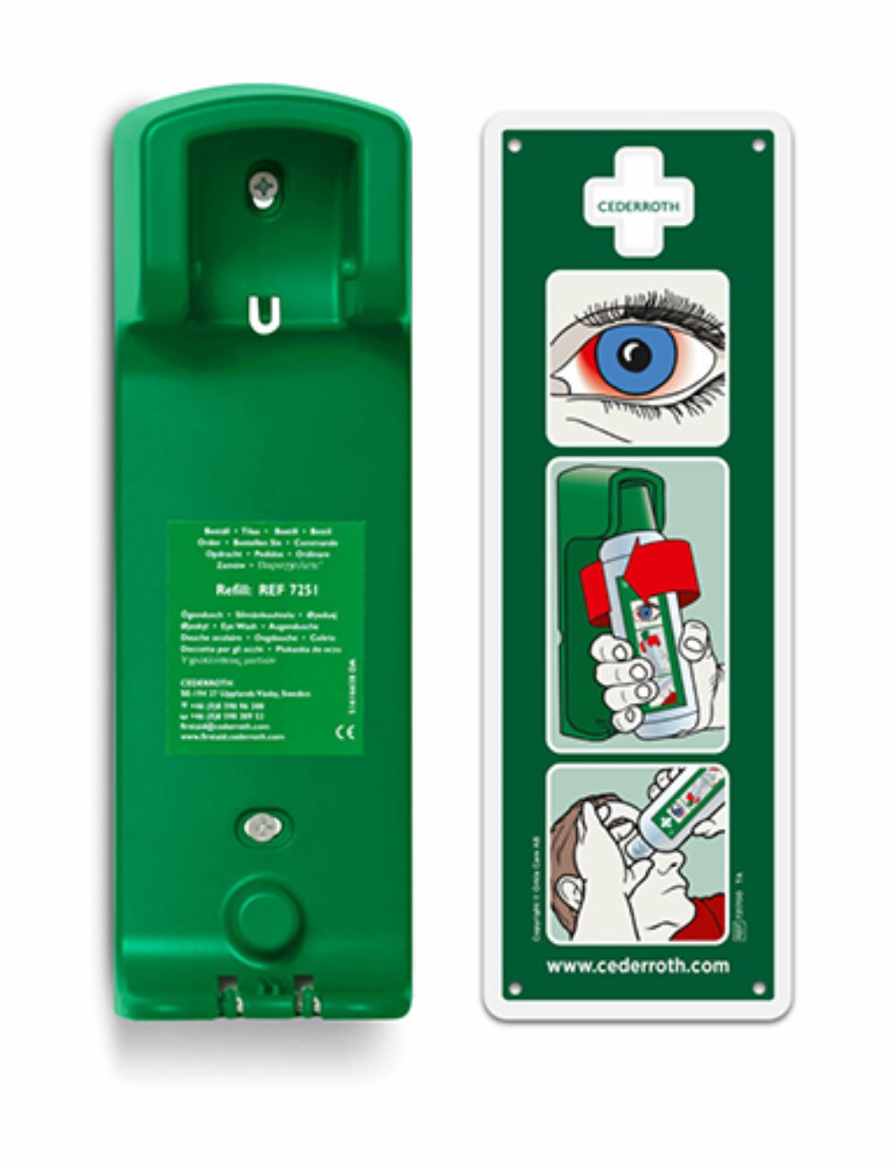 "Cederroth" Wandhalter Augendusche 27 cm x 9 cm x 7 cm "Eye Wash" inkl. Hinweisschild