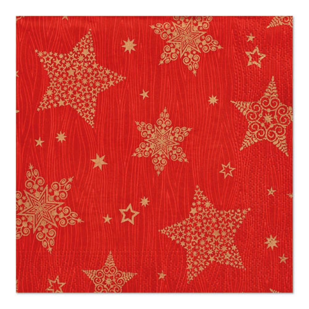 20 Servietten, 3-lagig 1/4-Falz 33 cm x 33 cm rot "Christmas Shine"