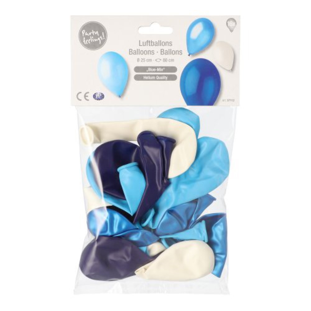 16 Luftballons Ø 25 cm farbig sortiert "Blue-Mix"
